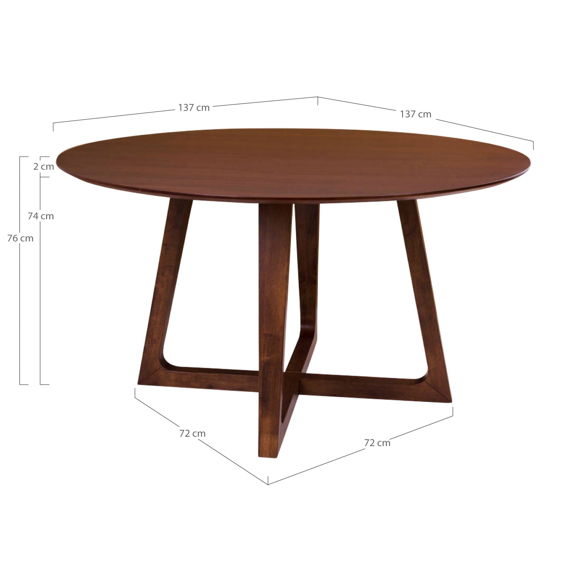 Hellerup – Runder Esstisch, MDF & Walnussfurnier, Ø137 × 76 cm